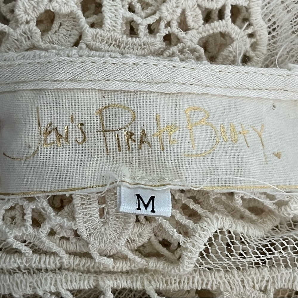 Jen's Pirate Booty cream cotton crochet sheer lace Mandolin Backless Mini dress - Picture 4 of 11